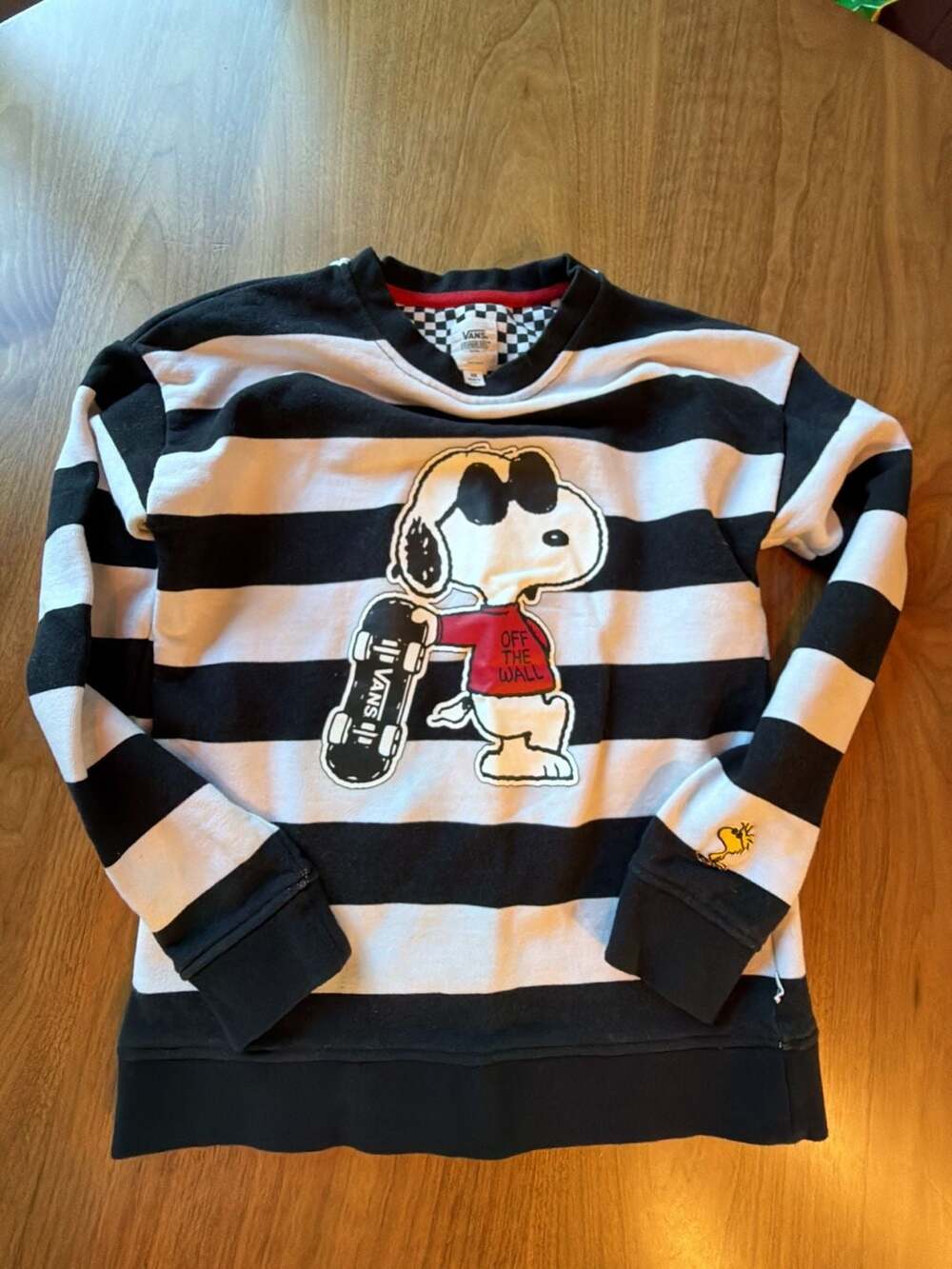Vans Peanuts Snoopy Joe Cool Striped Sweatshirt Size XS